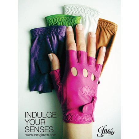 Luxury Gift Ines Vintage - Fingerless Fashion Leather Driving Gloves On Hand Now